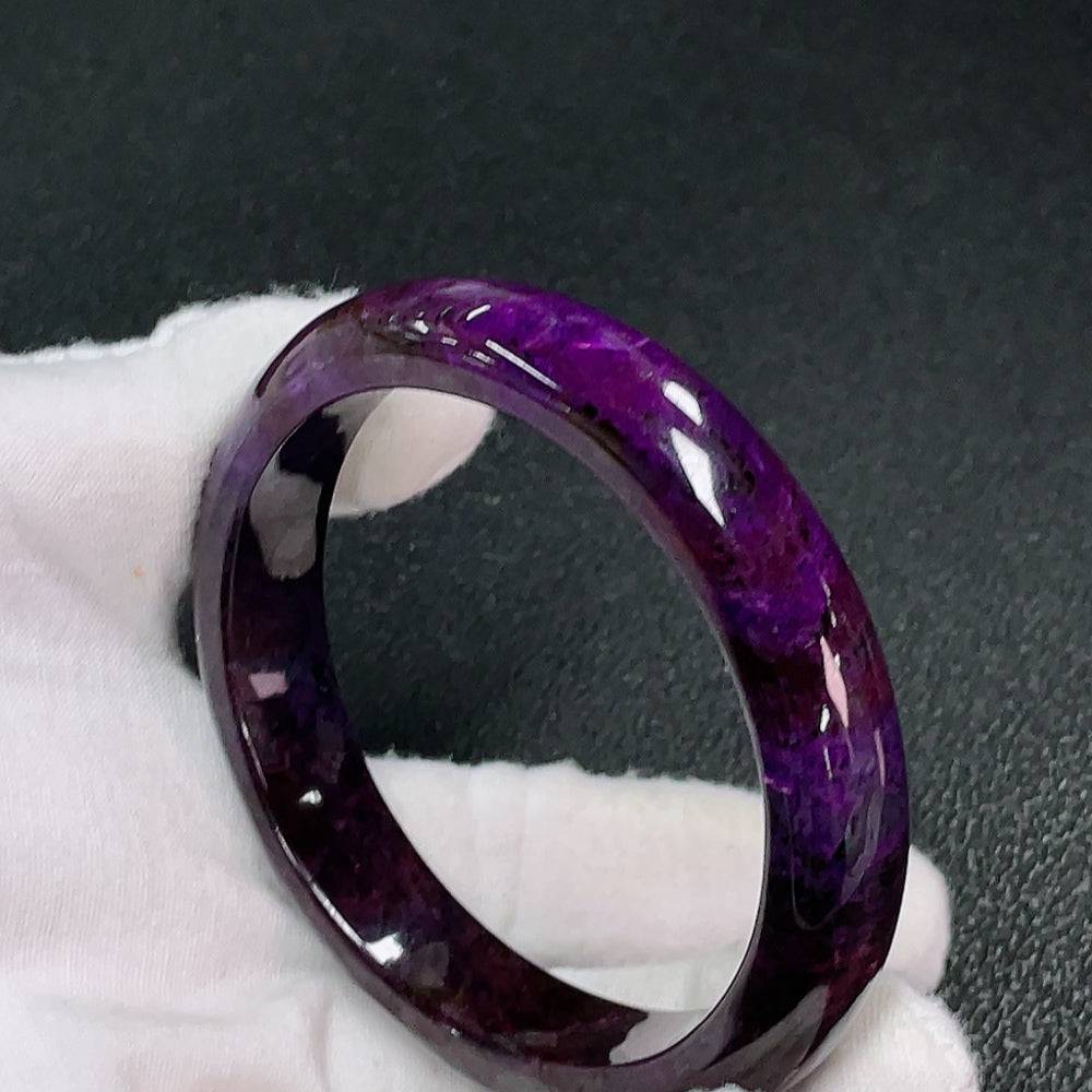 Purple Sugilite gemstone bracelet with mineral components, approximately 57.8mm in size, weighing 51.6g, from HUILIU HQ.