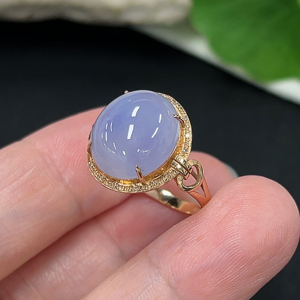 Jadeite Ring in 18K Gold (With Diamond Accents)
