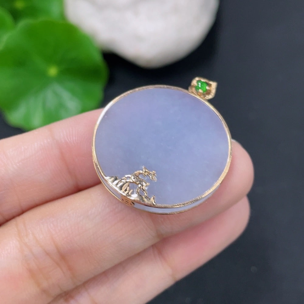 Jadeite Plain Pendant Necklace 18k Total Weight Approx. 5.08g