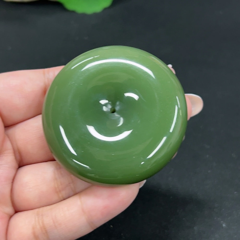 Hetian Jade Pendant Peace Button Total Weight Approx. 84.1g
