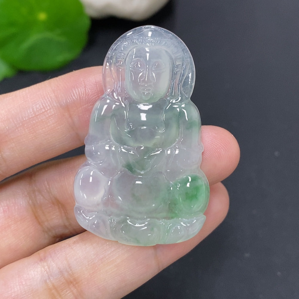 Jadeite Guanyin Pendant, Total Weight Approx. 9g