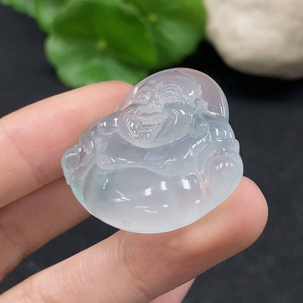 Jadeite Buddha pendant from HUILIU HQ, carved in jade with a detailed Buddha figure, weighs approximately 12.14 grams.