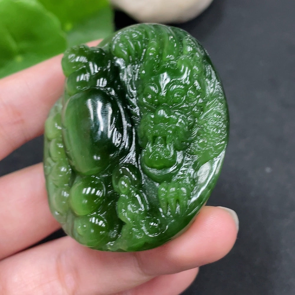 Hetian Jade Pendant Dragon Roaming the World Total Weight Approx. 75.5g
