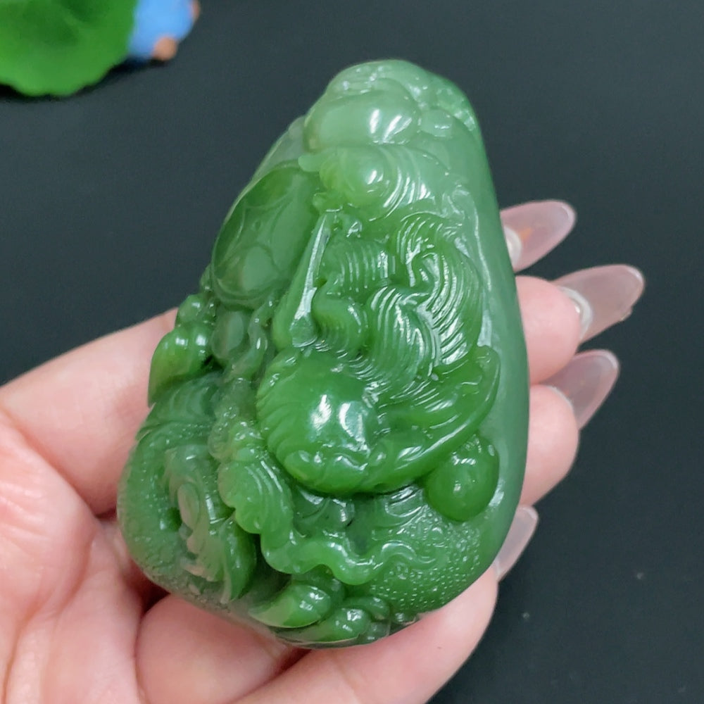 Hetian Jade Handheld Piece Buddha Statue Total Weight: Approx. 168.2g