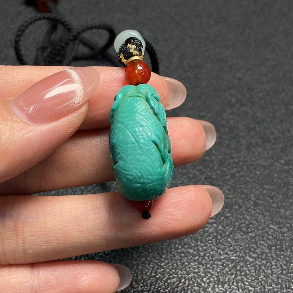 Turquoise Pendant, Total Weight Including Cord Approx. 12.91g, Non-Natural Accent Stones Considered