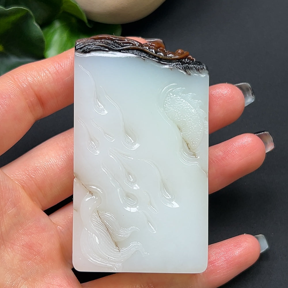 Hetian Jade Enlightenment Pendant Total Weight Approx.90g