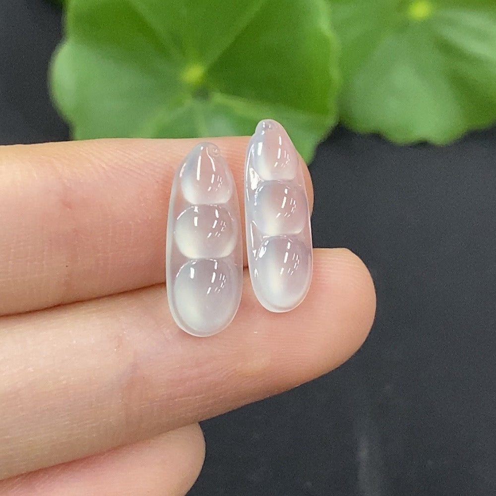 Jadeite Auspicious Bean Inlay Piece Sell as a Lot