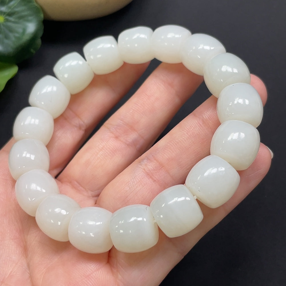 Hetian Jade Bracelet 12.9mm Approx. 64.42g