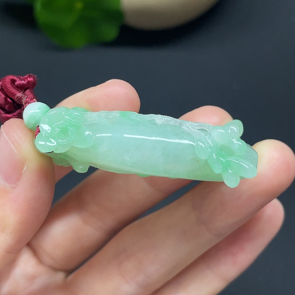Jadeite Blossom of Wealth and Honor Pendant with Cord Total Weight Approx. 21.41g