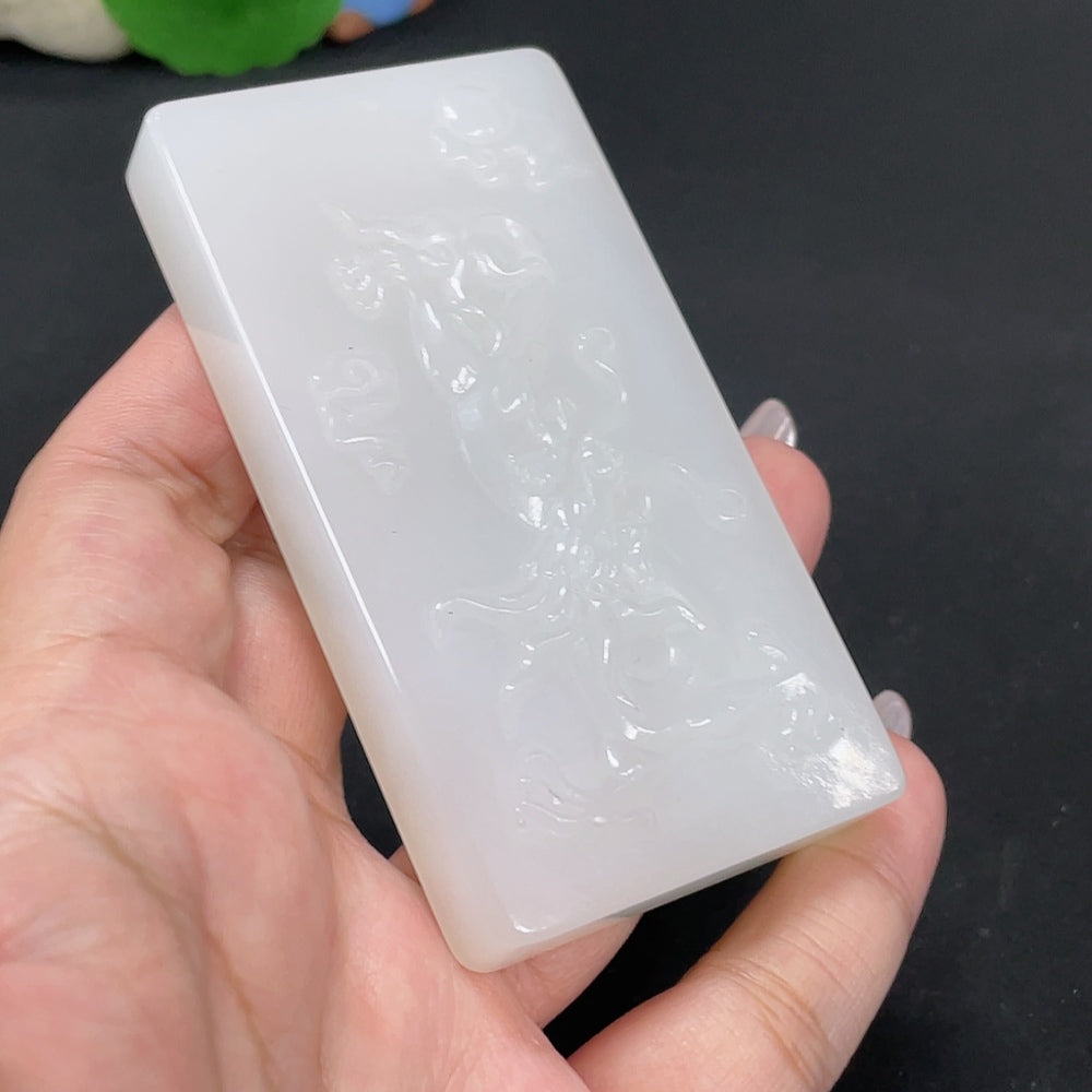 Hetian Jade Pendant Dragon Plaque Total Weight Approx. 119.3g