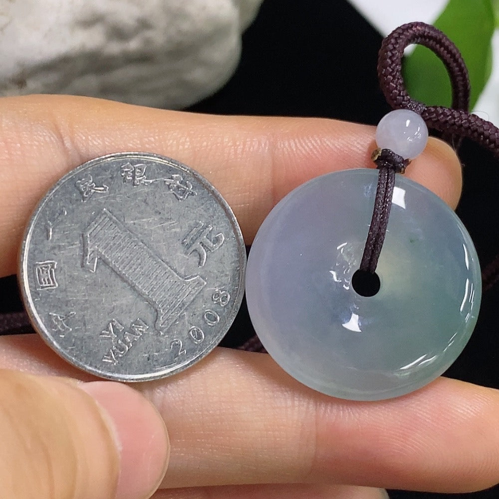 Jadeite Safety Buckle Pendant necklace by HKHQ, showcasing a 10g carved jadeite pendant with safety buckle design.
