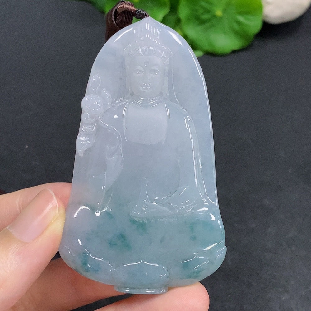 Jadeite Guanyin Pendant Including Rope Approximately | Huiliu Certified