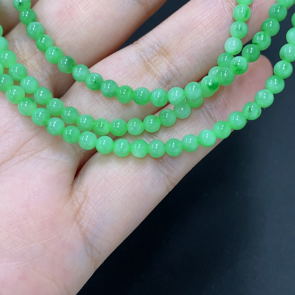 Jadeite Bead Necklace Approx. 3.5mm Non-Gold