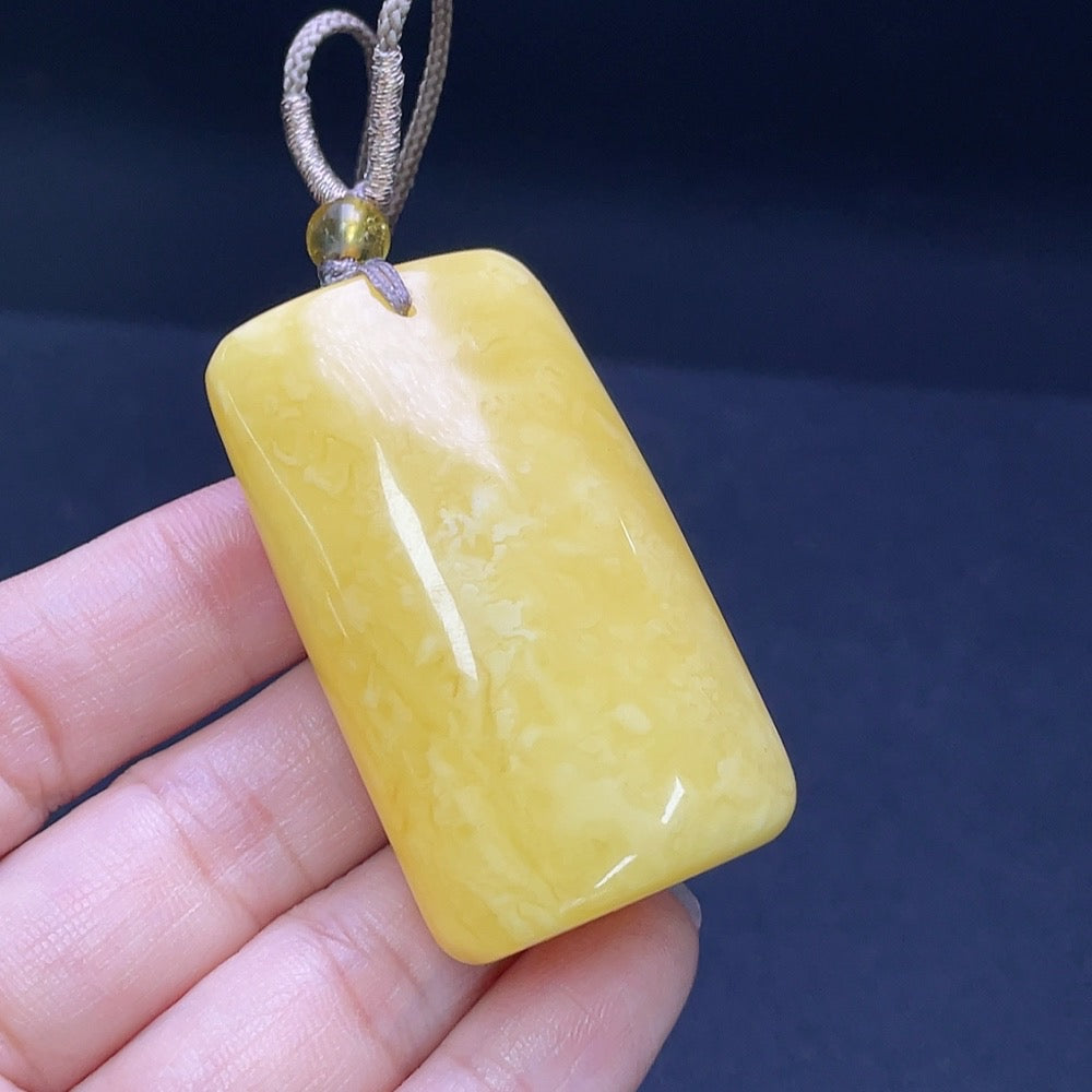 Amber Beeswax Pendant (Total weight including cord: approx. 20.79g)