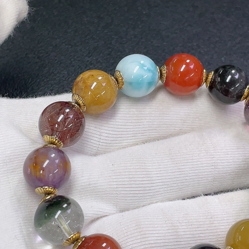 Crystal Bracelet, Approx. 13mm, Total Weight Approx. 47.40g, with Larimar and Red Agate
