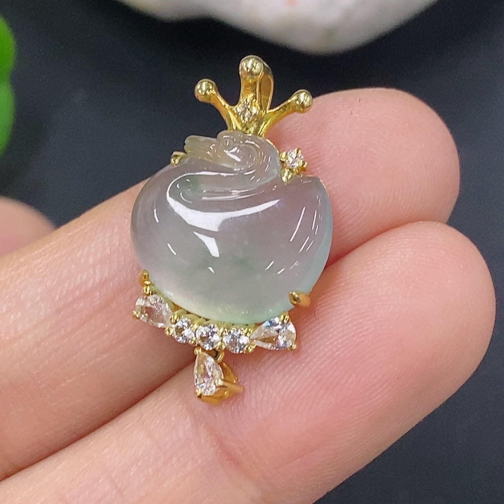 Jadeite Pendant with Inlay, Non-Diamond, . | Huiliu Certified