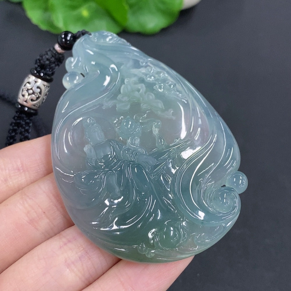 Jadeite Guanyin Pendant Total Weight Approx. 58.5g (including rope weight) with non-jadeite beads