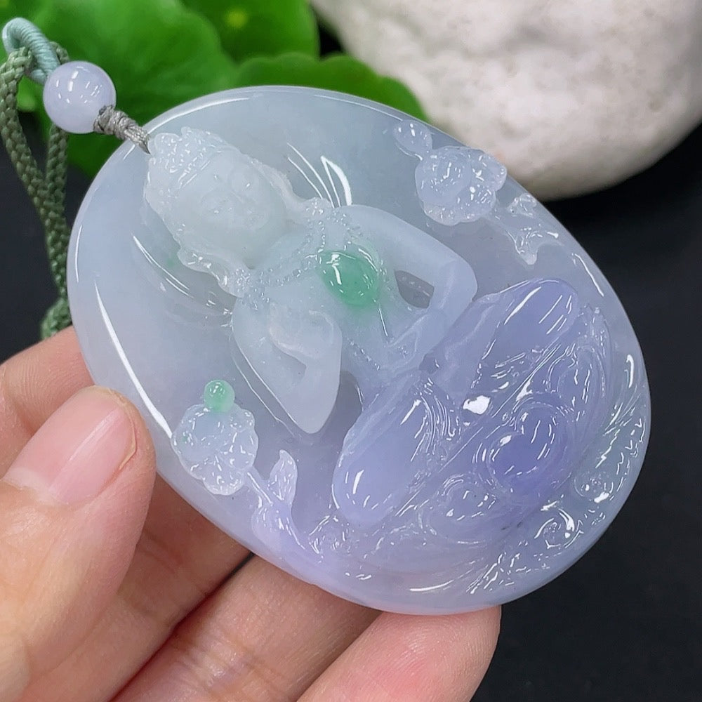 Jadeite Tara Pendant Total Weight Approx. 50.52g (Including Rope Weight)