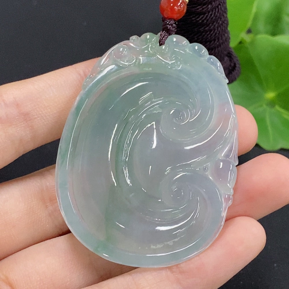 Elegant Jadeite Ruyi pendant necklace by HKHQ featuring a smooth, polished jadeite Ruyi charm on a delicate chain.
