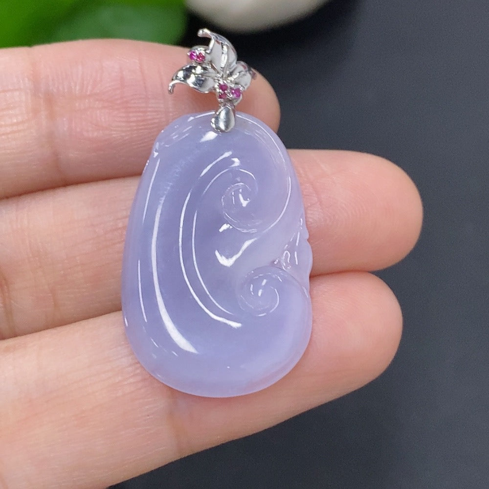 Jadeite Ruyi Pendant with Clasp, Approximately | Huiliu Certified