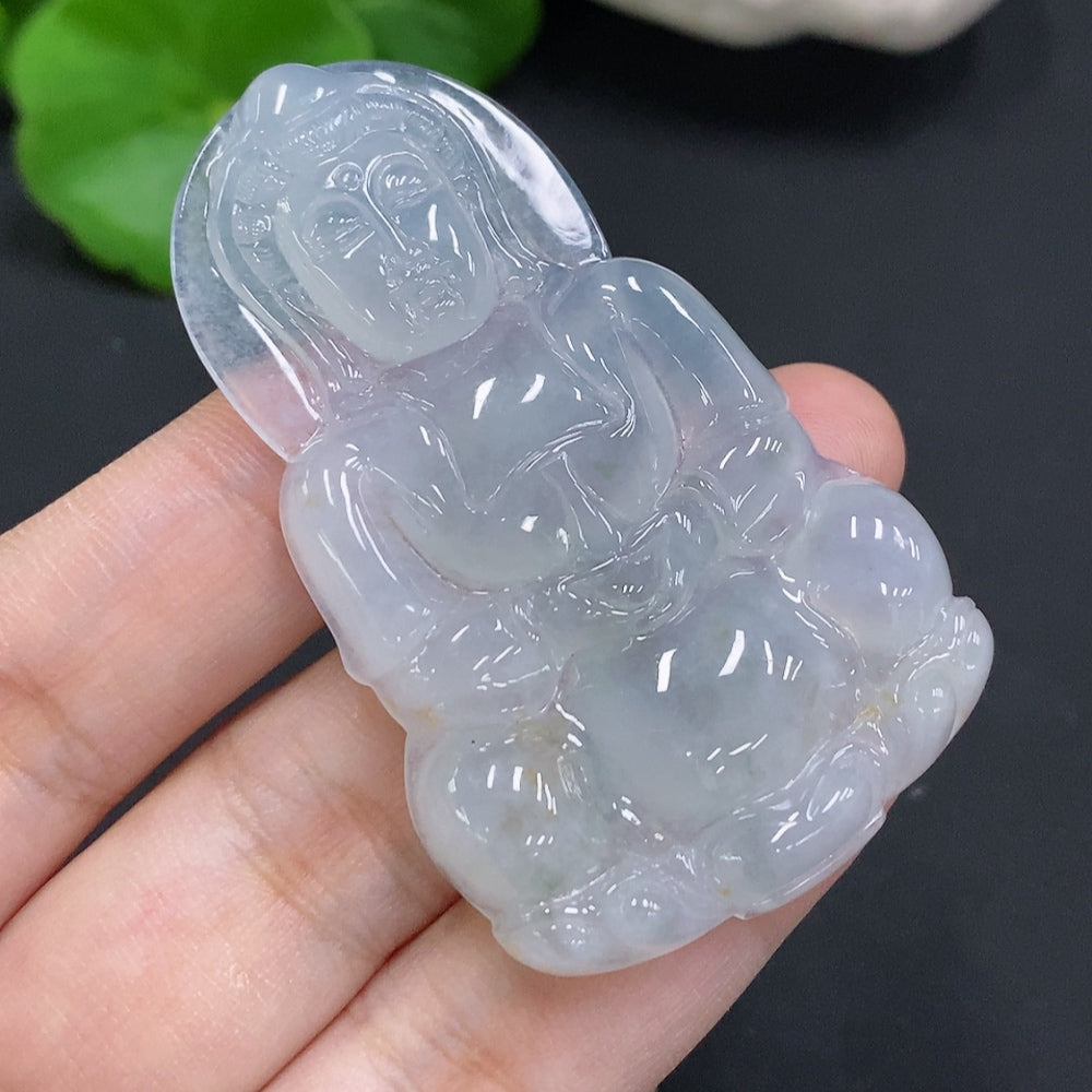 Jadeite Guanyin Pendant, Total Weight Approx. 22.3g
