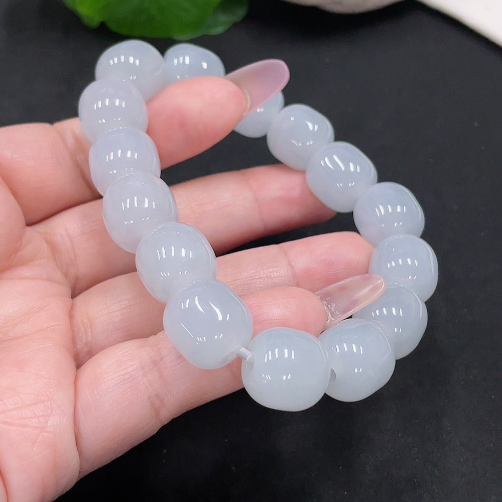 Jadeite Bracelet Approx. 12.8mm Beads Total Weight About 62g