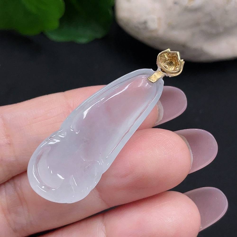 Huiliu Jadeite Enlightenment Pendant with 74% jade content, featuring smooth polished green jade stone on a cord.