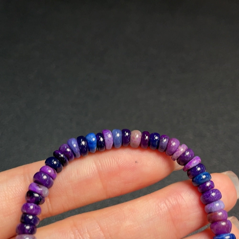 Sugilite Bracelet (Purple Only, Contains Other Mineral Components, Visible Organic Matter, Total Weight Approx. 10.2g, Size Approx. 5.7mm Including Minerals)