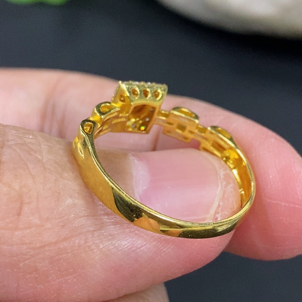 Jadeite Cabochon Ring with 18K Gold and Diamond Accents