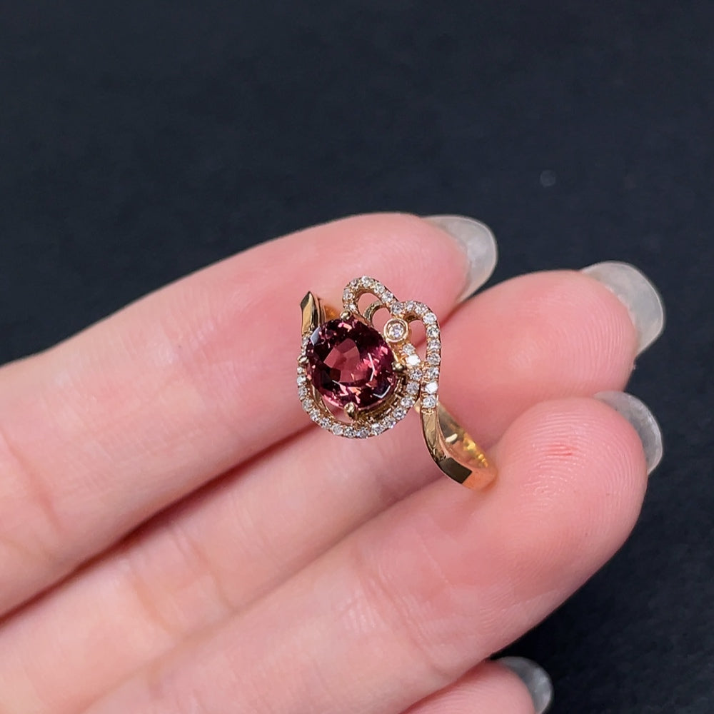 Tourmaline Ring with Diamond Accents, 18K Gold