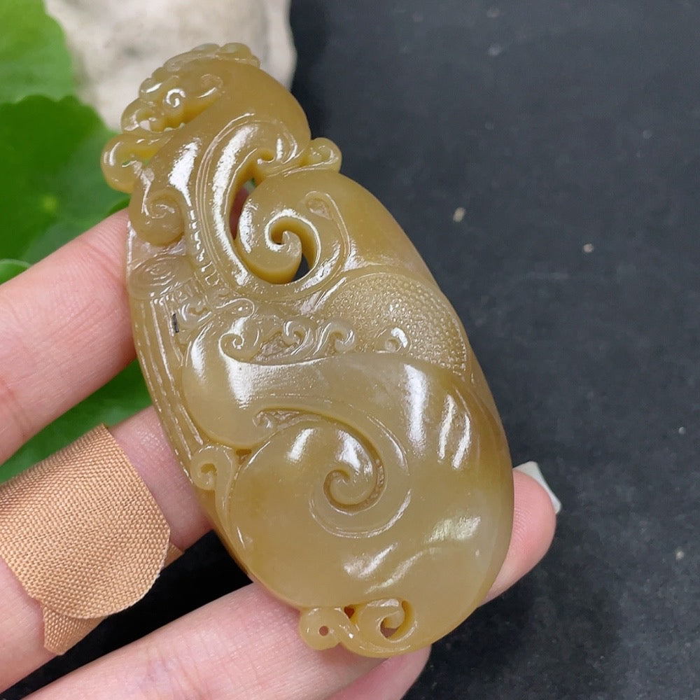 Hetian Jade Pendant Antique Style Total Weight Approx. 46g