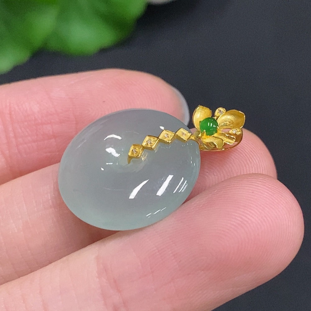 Jadeite Safety Buckle 74% Gold Content Total Weight Approx. 3.6g Non-Diamond