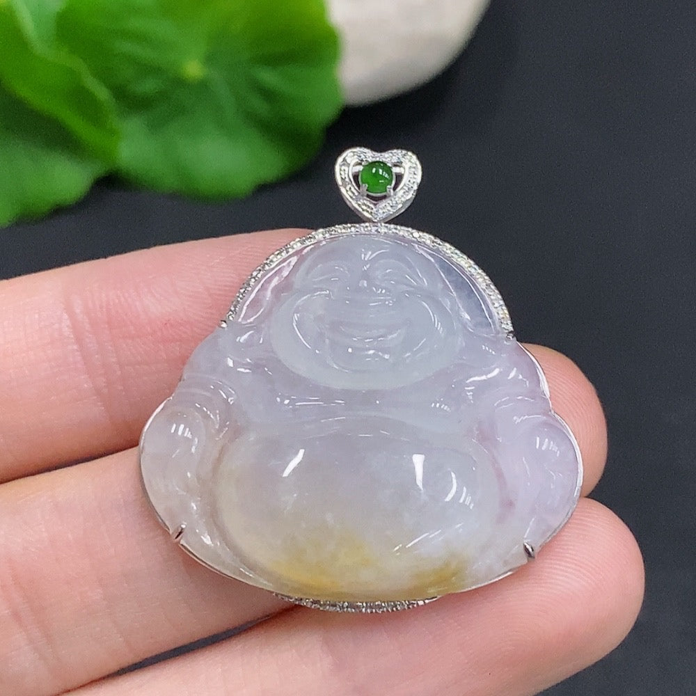 Jadeite Buddha Pendant . Non-Diamond | Huiliu Certified