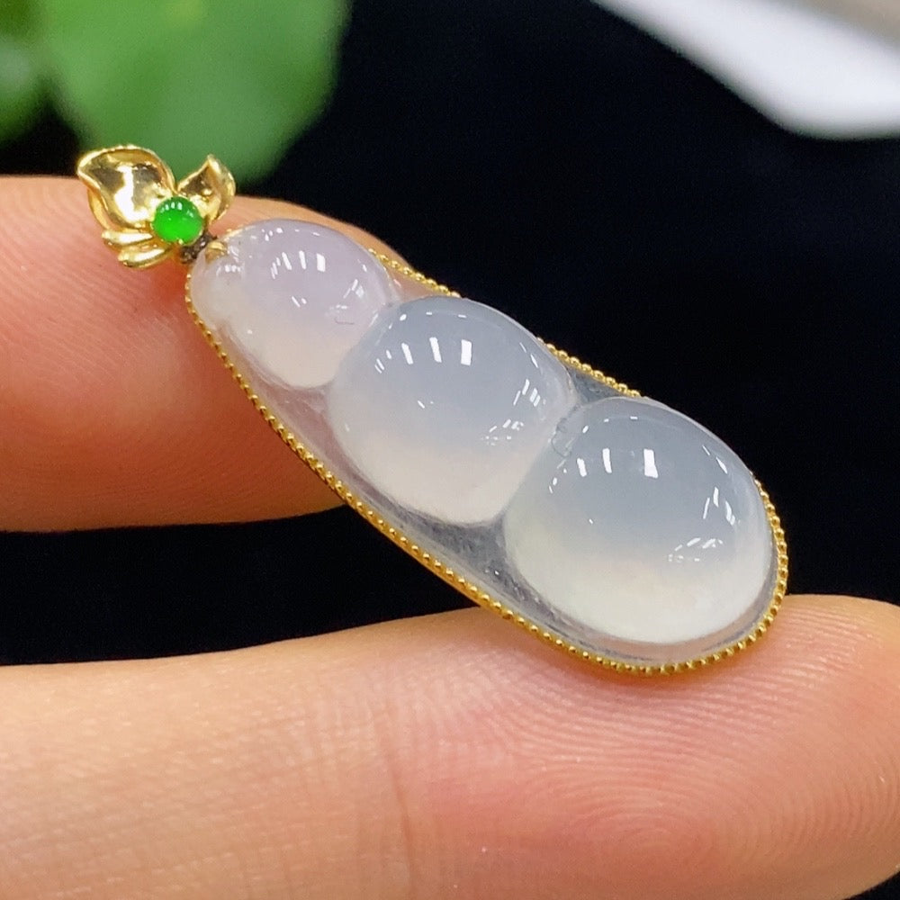 Jadeite Fu Dou Bead Inlaid Pendant 18k Total Weight Approx.2.84g