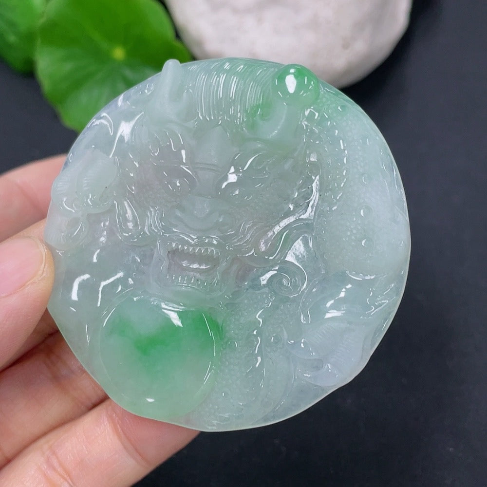Jadeite Pendant Dragon Plaque Total Weight Approx. 29.24g
