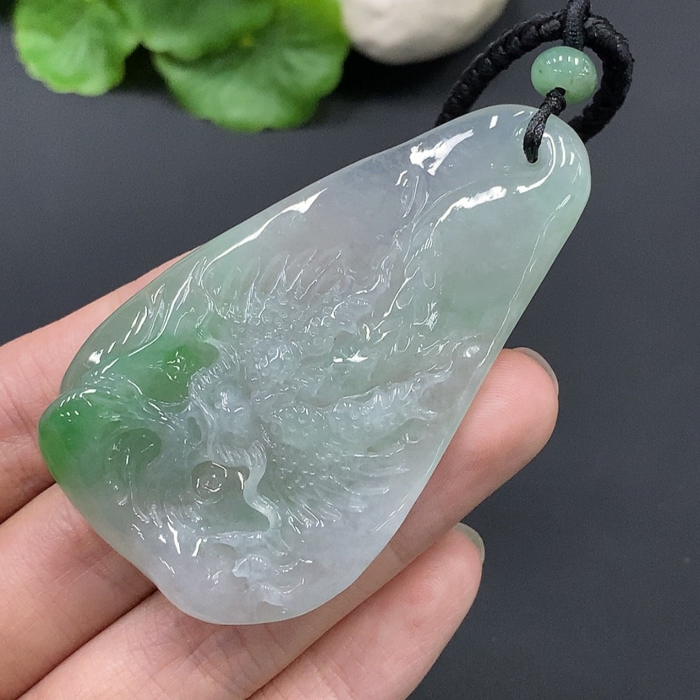 Jadeite Dragon Soaring Across the Seas Pendant Total Weight 45.490g