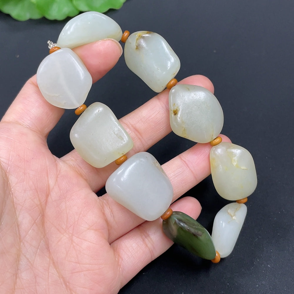 Hetian Jade Bracelet, Total Weight Approx. 60.5g, Undetermined Skin Color Origin