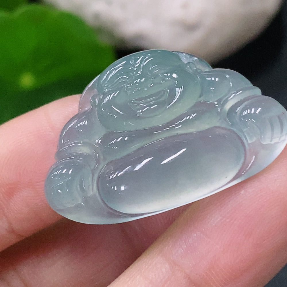 Jadeite inlaid Buddha pendant, total weight approximately 5.17g