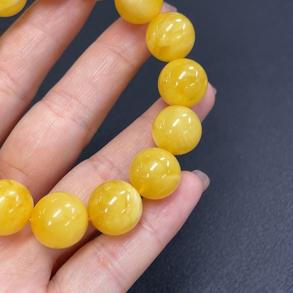 Amber Beeswax Beads Bracelet Approx. 13.3mm Total Weight About 19.76g