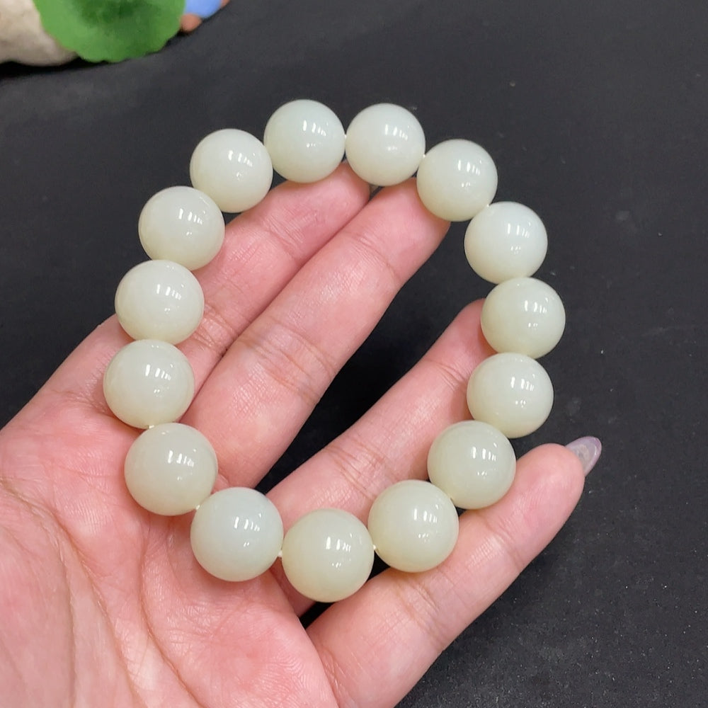 Hetian Jade Bracelet, . 14.5 mm, . | Huiliu Certified