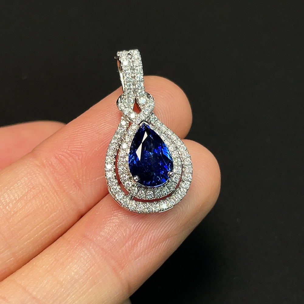 Sapphire Pendant, Color Origin Undetermined, 18K Gold, Non-Diamond