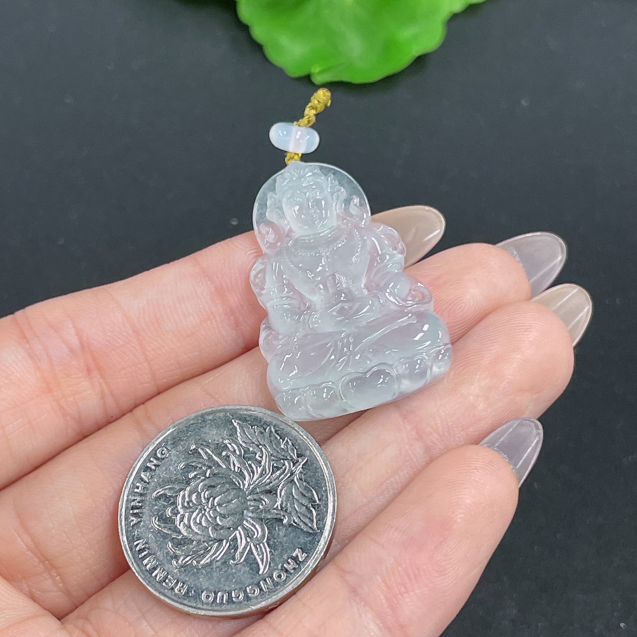 Jadeite Pendant Guanyin with Non-A Beads Total Weight Approx. 6.58g