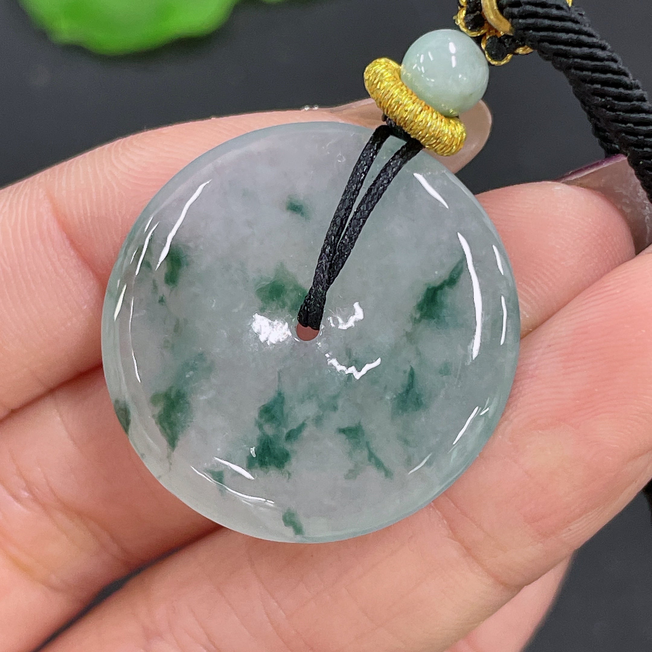 Jadeite Pendant Peace Knot with Cord Total Weight Approx. 11.92g