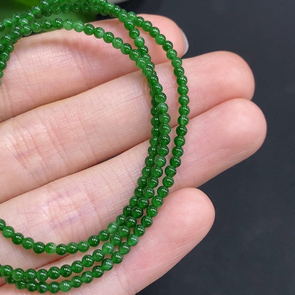 Jadeite Bead Necklace Approx. 2mm Non-Gold Total Weight About 4.7g