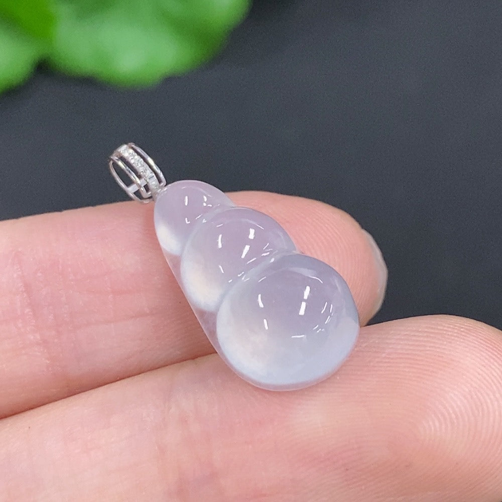 Jadeite Lucky Bean Pendant Unmarked 18K Gold with Diamond Accents Total Weight Approx. 2g