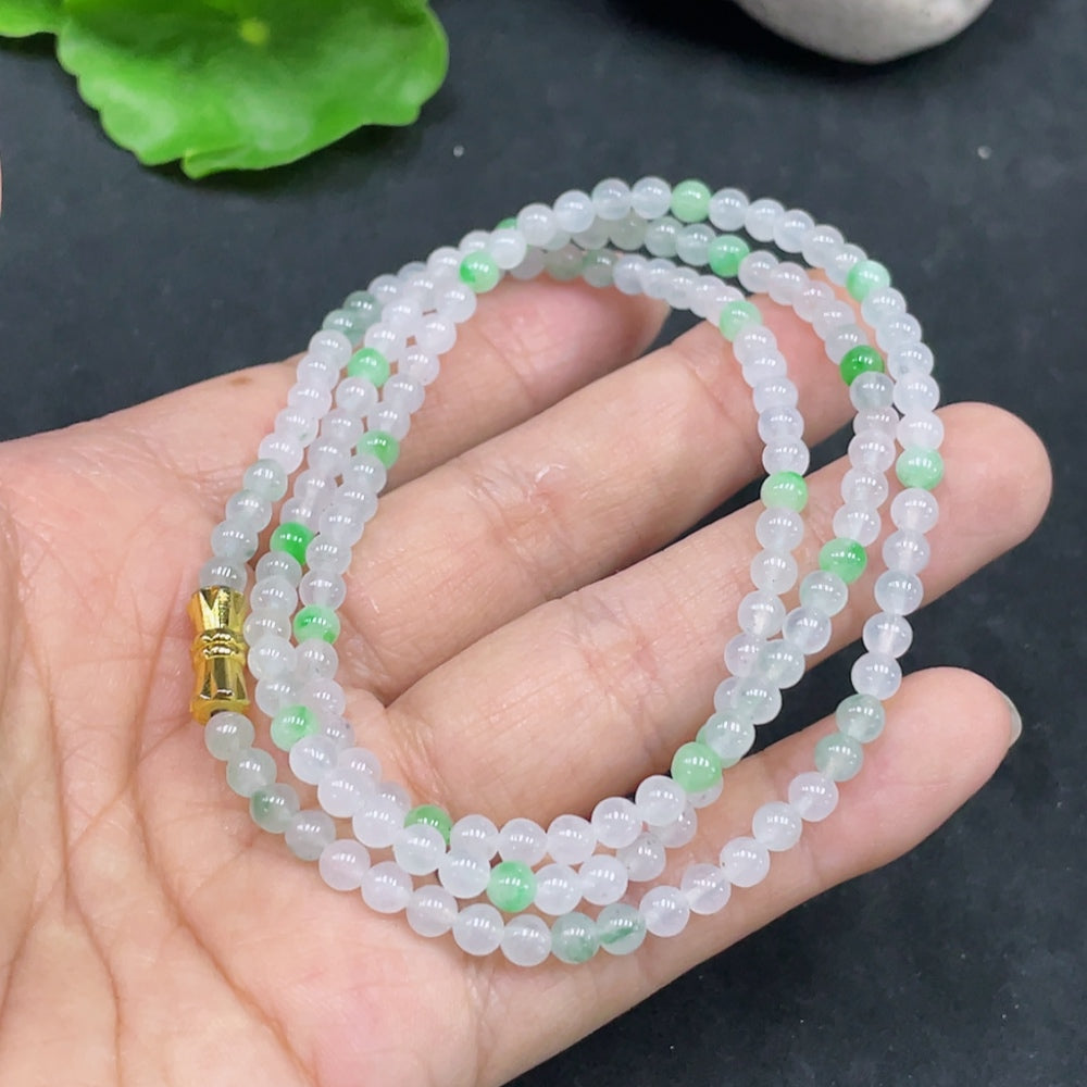 Jadeite Bead Necklace Non-Gold Total Weight Approx.13.37g Size Approx.3.7mm