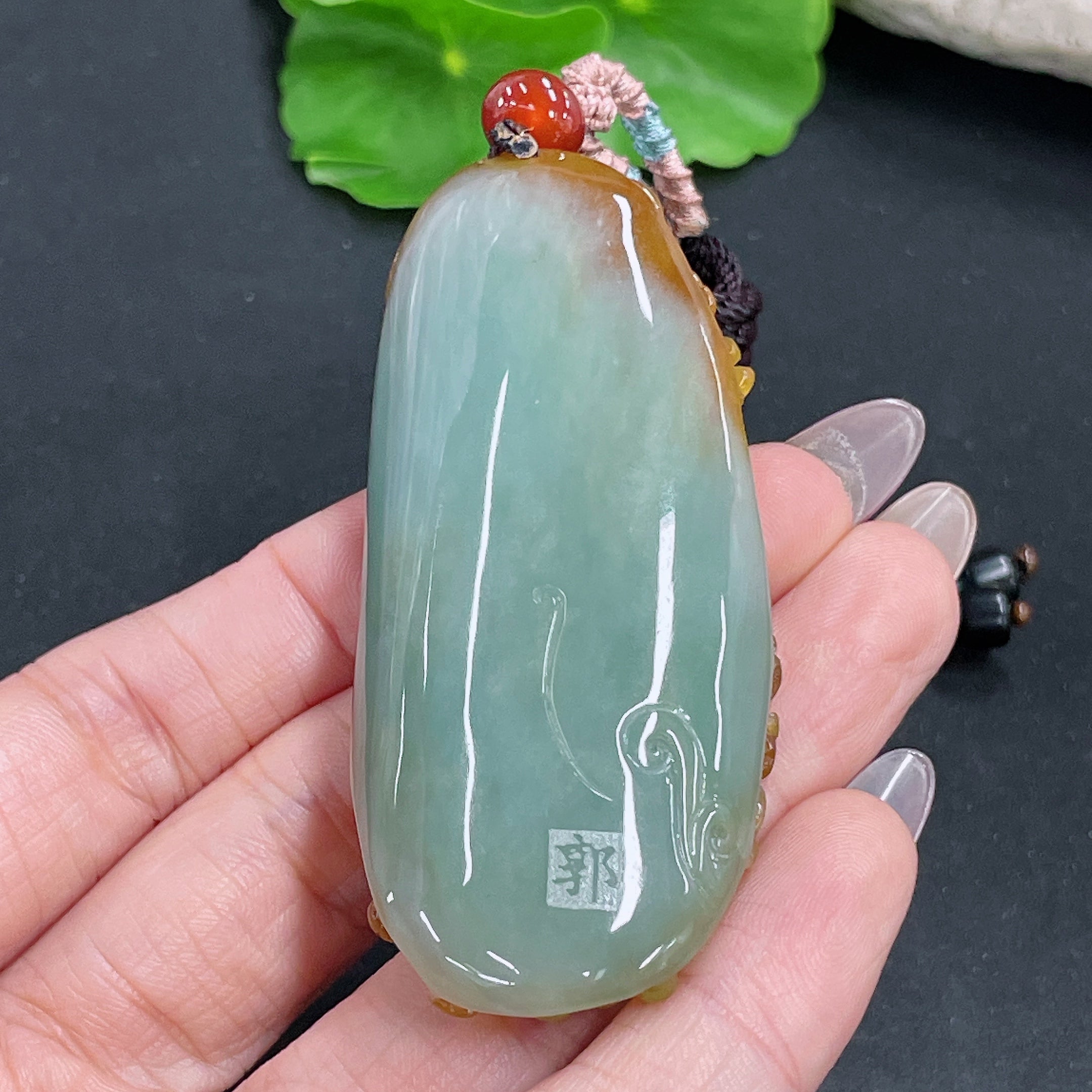 Jadeite Pendant Phoenix with Cord Total Weight Approx. 45.37g