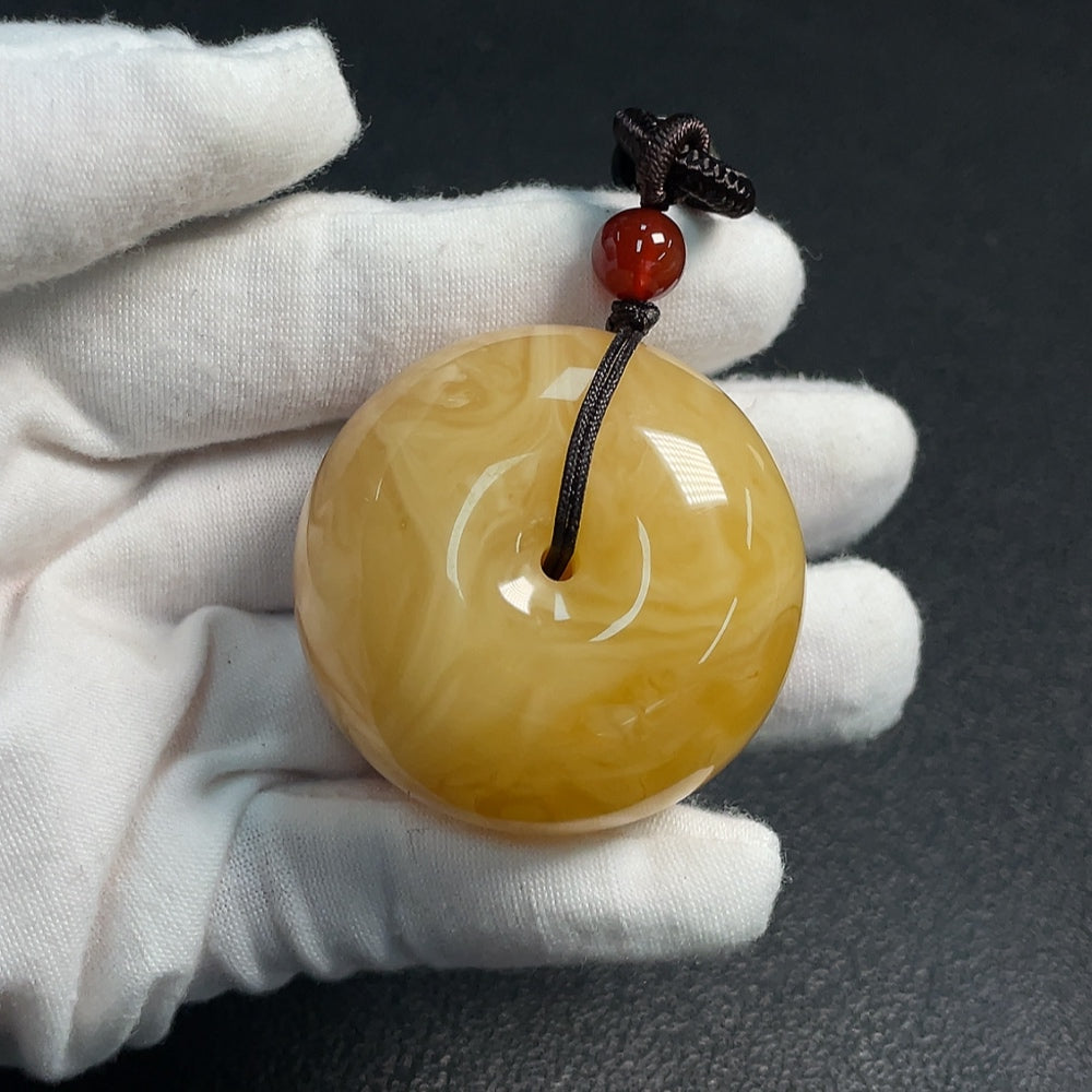 Amber Beeswax Pendant with Non-Natural Accent Stones, ., Including Cord, Non- | Huiliu Certified