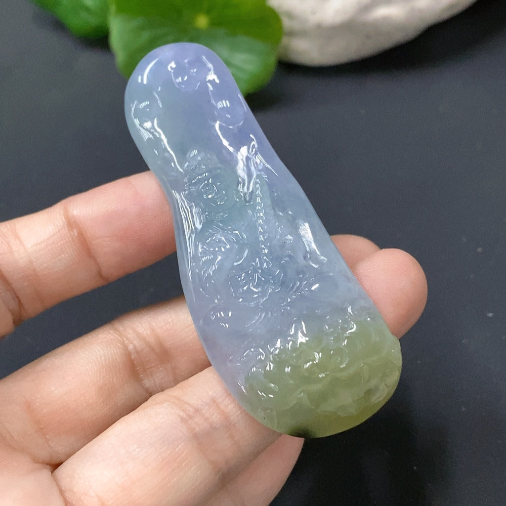 Jadeite Pendant Manjushri Bodhisattva Total Weight 22.180g