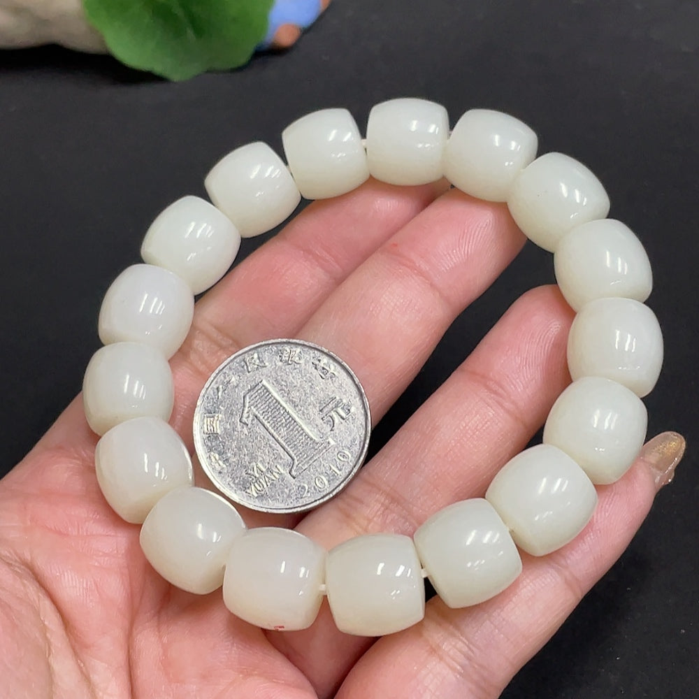 Hetian Jade Bracelet, Approx. 12.9 mm, Total Weight Approx. 64.2g